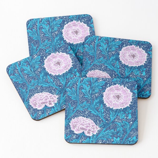 Item preview, The Big Chrysanthemums - Teal and Soft Pink designed and sold by Motifany.