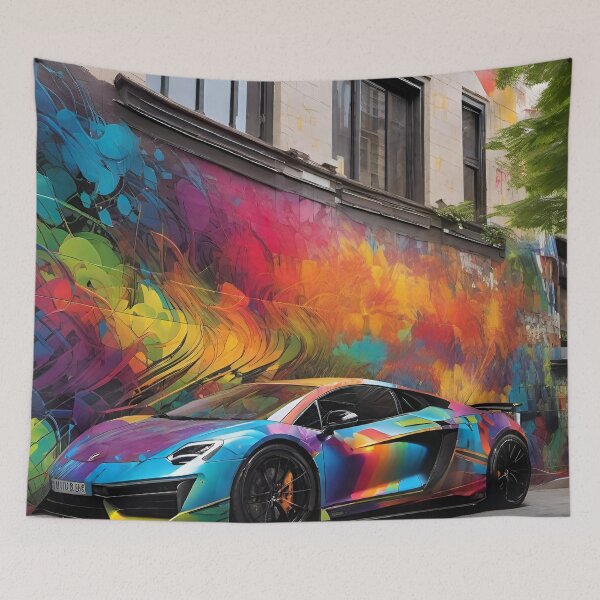 Item preview, Fast Car in Rainbow Colors - Cyber City Scene designed and sold by Delerat7.