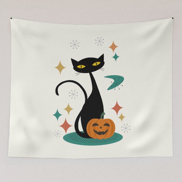 Item preview, Retro Mid Century Atomic Age Halloween Black Cat designed and sold by trdstudio.