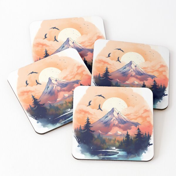 Item preview, Serene Mountain Escape | Watercolor Landscape Canvas designed and sold by Shirtastically.