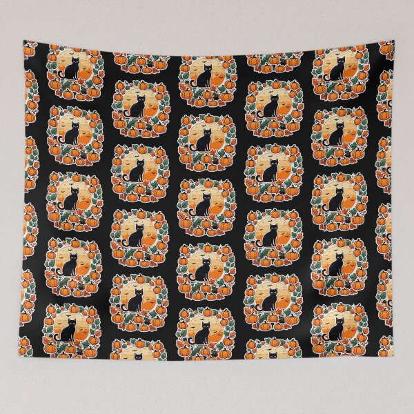 Item preview, Halloween Kitty and Pumpkins 2 designed and sold by bethdaydreamzz.