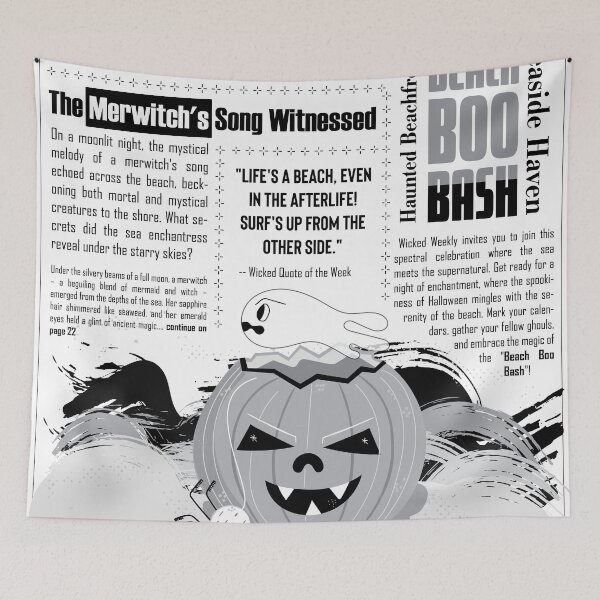 Item preview, Halloween on the Beach - 'Wicked Weekly' Collection - black, white designed and sold by Arubi-Art.