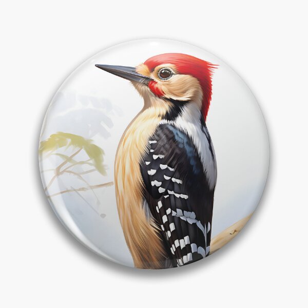 Item preview, woodpecker perched on branch illustration by peter mcintyre designed and sold by ArtisimoStudio.