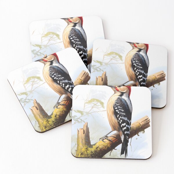 Item preview, woodpecker perched on branch illustration by peter mcintyre designed and sold by ArtisimoStudio.