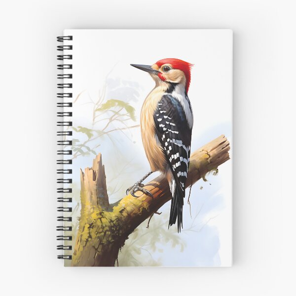 Item preview, woodpecker perched on branch illustration by peter mcintyre designed and sold by ArtisimoStudio.
