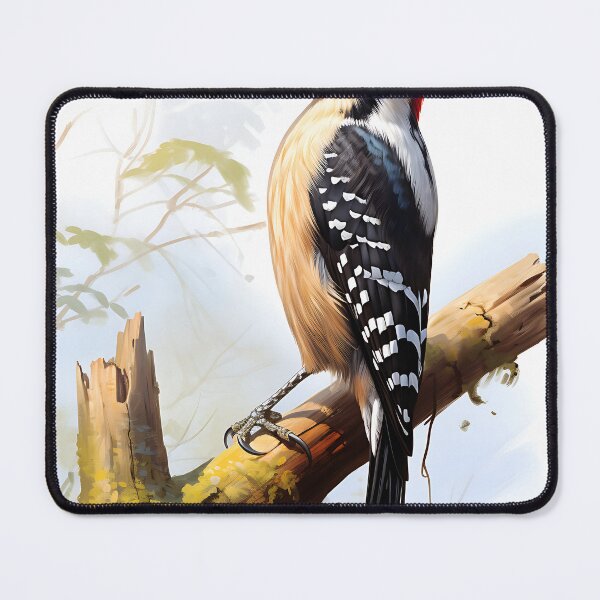 Item preview, woodpecker perched on branch illustration by peter mcintyre designed and sold by ArtisimoStudio.