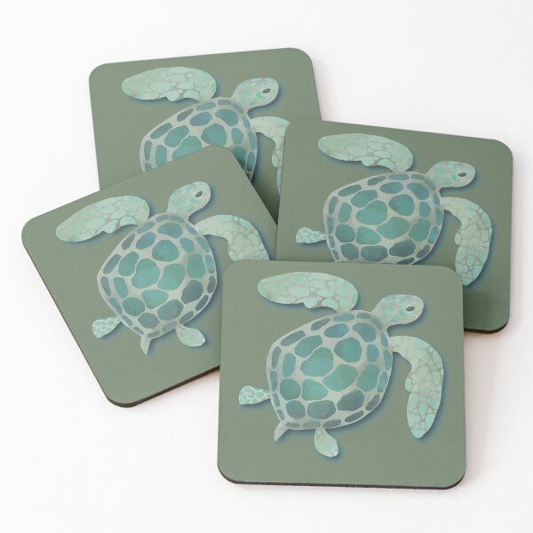 Item preview, Watercolor Sea Turtle on Dark Olive Green designed and sold by RegalitosParaTi.