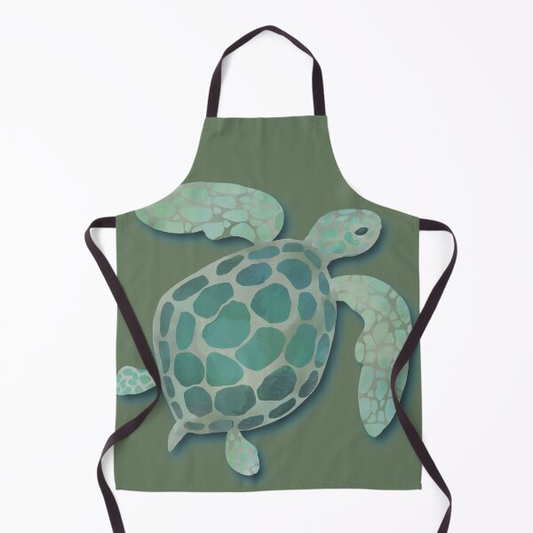 Item preview, Watercolor Sea Turtle on Dark Olive Green designed and sold by RegalitosParaTi.