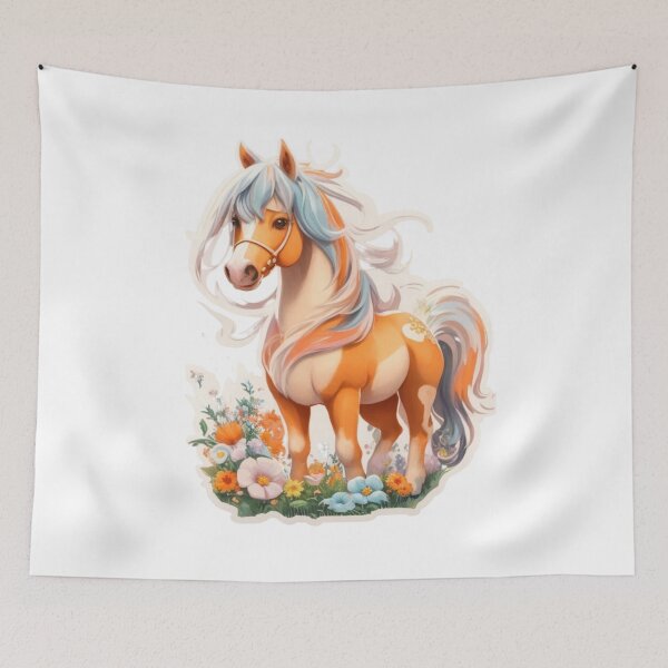Item preview, Fantasy Falabella Miniature Horse on Colorful Flower Meadow designed and sold by YourNameMatters.