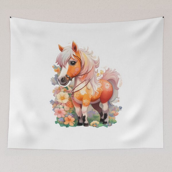 Item preview, Fantasy Falabella Miniature Horse on Colorful Flower Meadow designed and sold by YourNameMatters.
