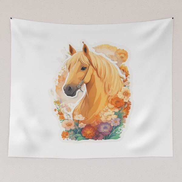 Item preview, Haflinger Horse Portrait on Colorful Flower Meadow designed and sold by YourNameMatters.