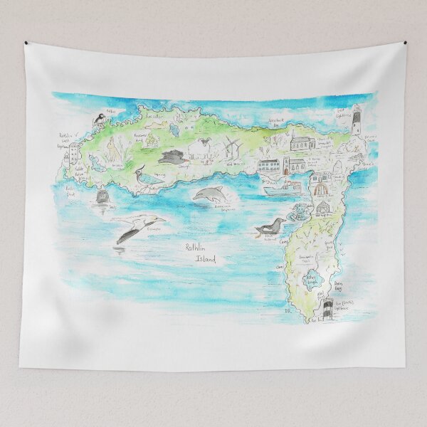 Item preview, Rathlin Island illustrated Map designed and sold by DebTheZeb.