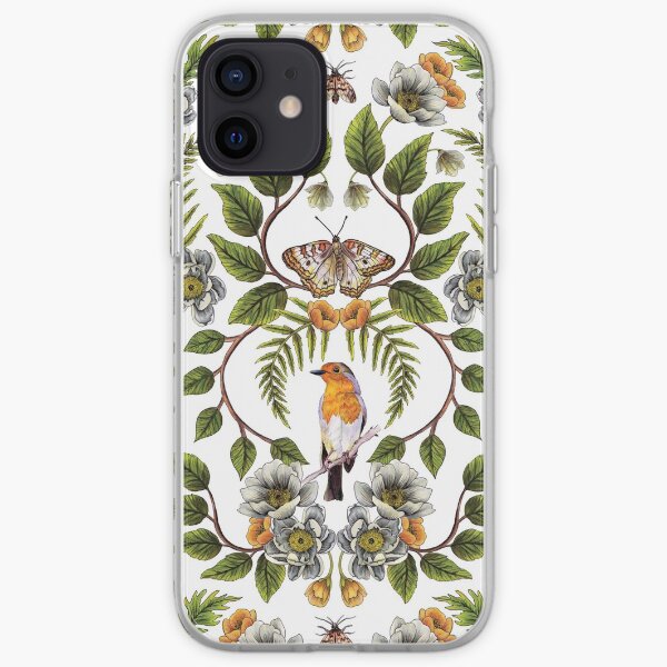 Spring Reflection - Floral/Botanical Pattern w/ Birds, Moths, Dragonflies & Flowers iPhone Soft Case