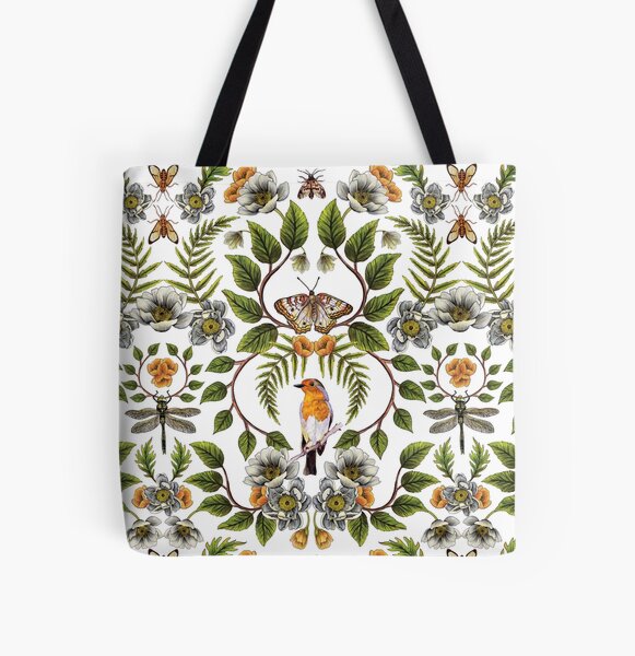Item preview, Spring Reflection - Floral/Botanical Pattern w/ Birds, Moths, Dragonflies & Flowers designed and sold by somecallmebeth.