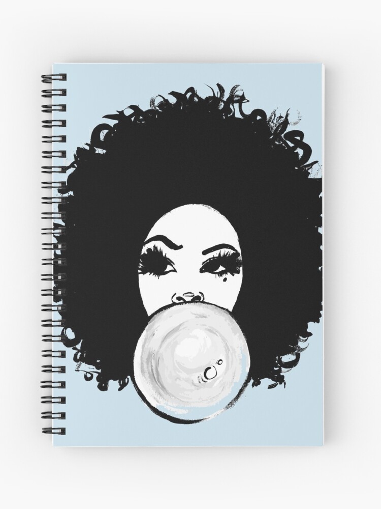 Curly Afro Pretty Girl Bubble Gum Poppin Natural Hair Art Spiral