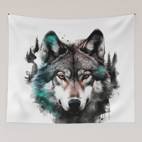 Item preview, Wild Animal Portrait, Mysterious Creature, Wolf Art designed and sold by Terry-Salsa.