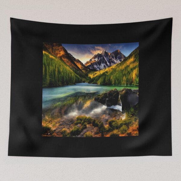 Item preview, Mountain Oasis Lake Reflection Lake Landscape Wall Art 	  	 designed and sold by hneystmrat81.