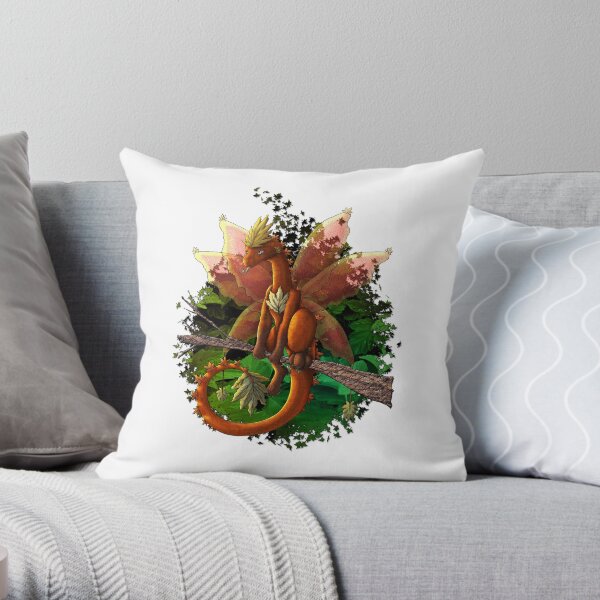 [Tea Cup Dragons] Leaf Dragon Throw Pillow
