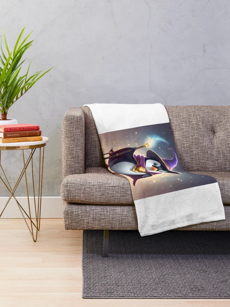 Thumbnail 2 of 6, Throw Blanket, Wizard Penguin designed and sold by AbsoluteA.