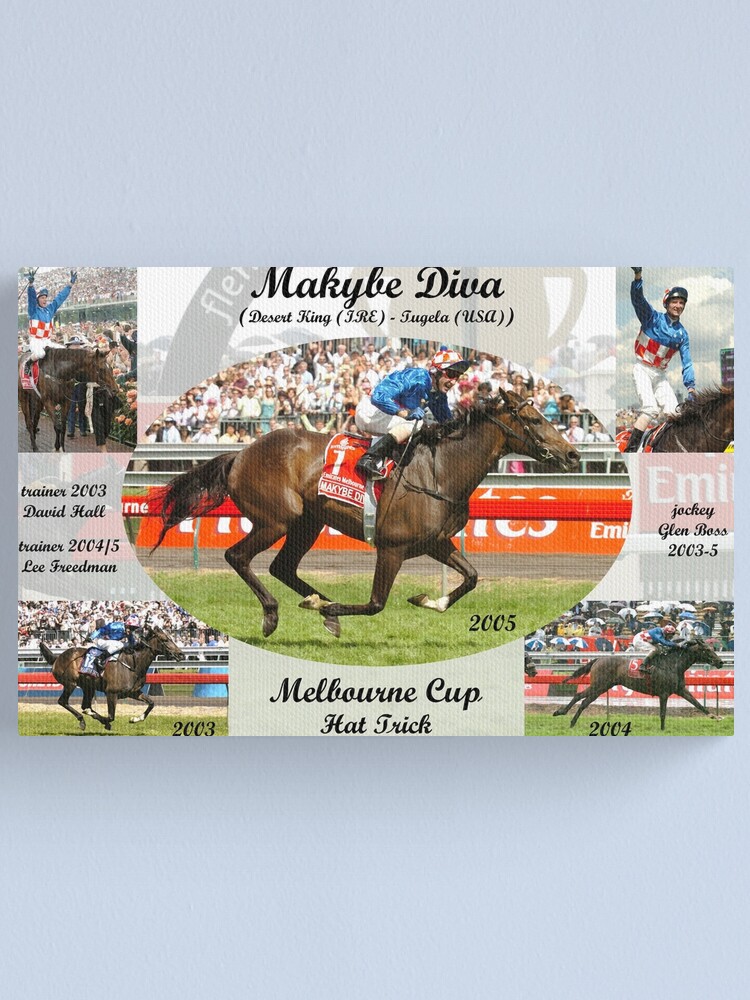 Alternate view of Makybe Diva Melbourne Cup Hat Trick Canvas Print