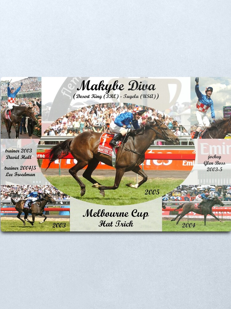 Alternate view of Makybe Diva Melbourne Cup Hat Trick Metal Print