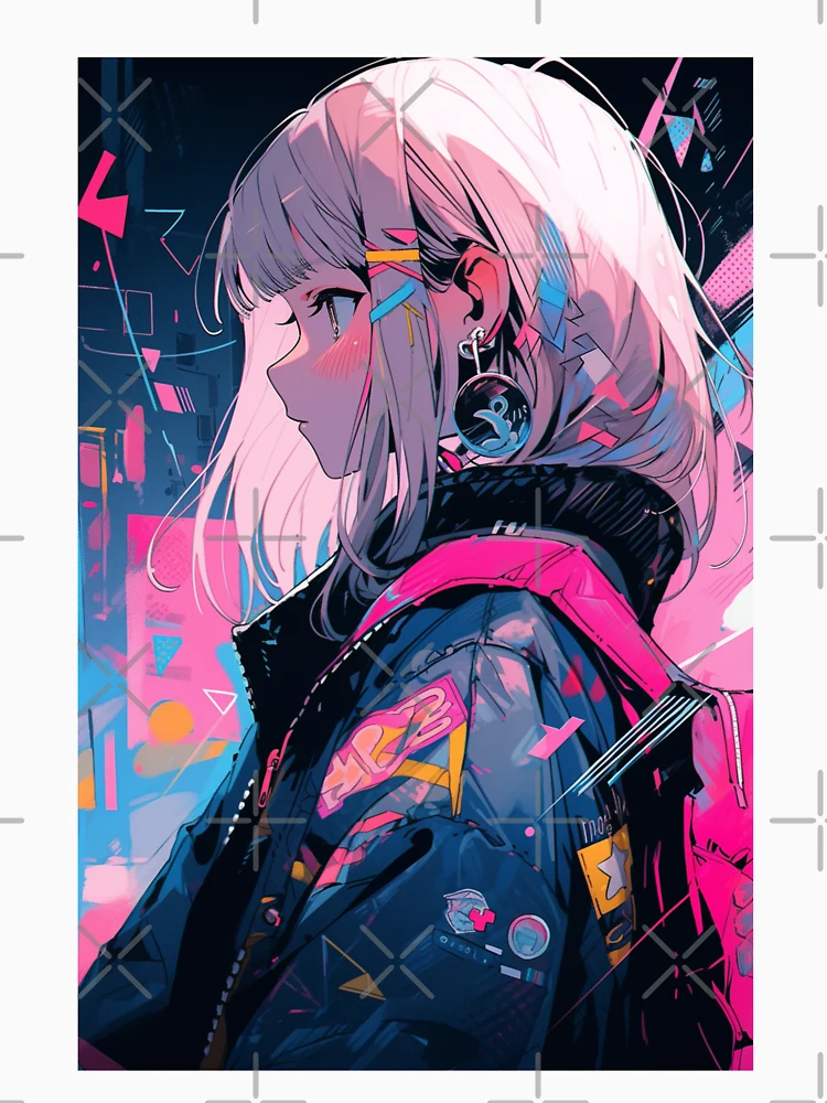 Colorful White Haired Anime Girl