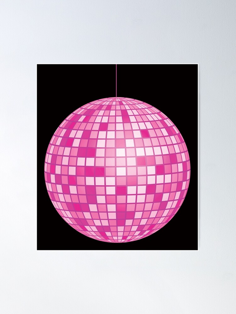 Pink Disco Ball, Mirror Ball, Retro, Disco Era, by DAM Creative