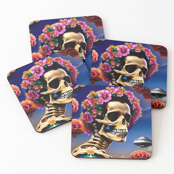 Item preview, Trippy Dreams - Floral Bloom Psychedelic Skeleton UFO Art 31 designed and sold by Benito Del Ray.