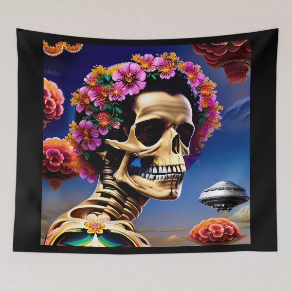 Item preview, Trippy Dreams - Floral Bloom Psychedelic Skeleton UFO Art 31 designed and sold by Benito Del Ray.