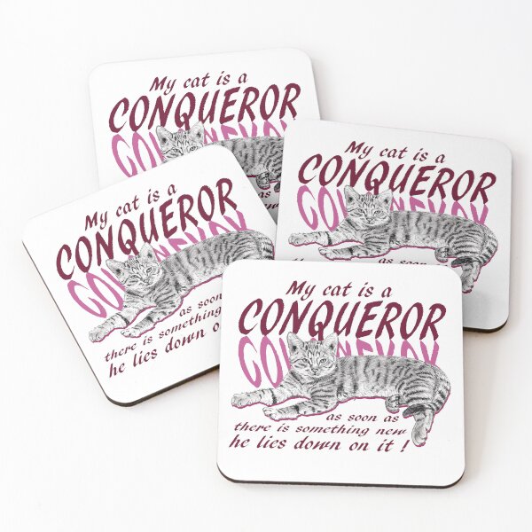 Item preview, Conquering cat - graphite version, pink colorized English text designed and sold by SylvieG18.