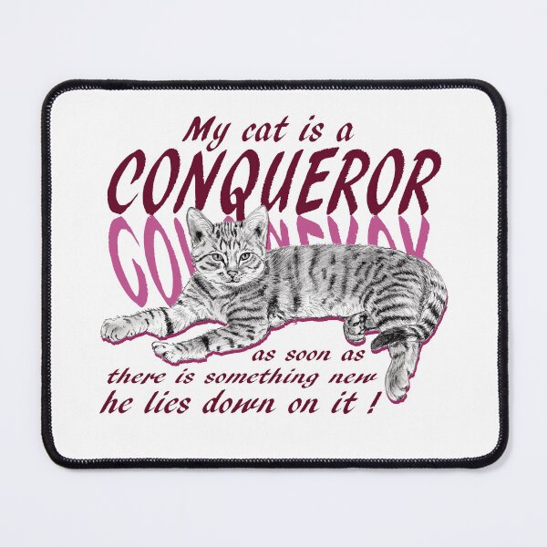 Item preview, Conquering cat - graphite version, pink colorized English text designed and sold by SylvieG18.