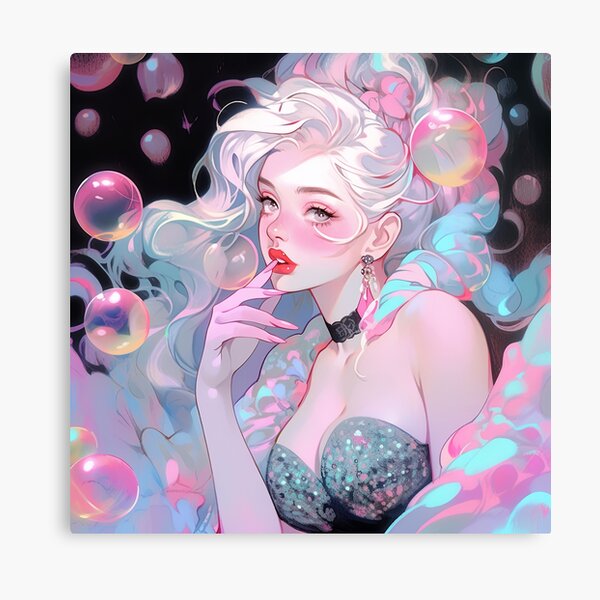 Item preview, Elegant Flirty Pink Bubbles Anime Girl designed and sold by bubblegoth.
