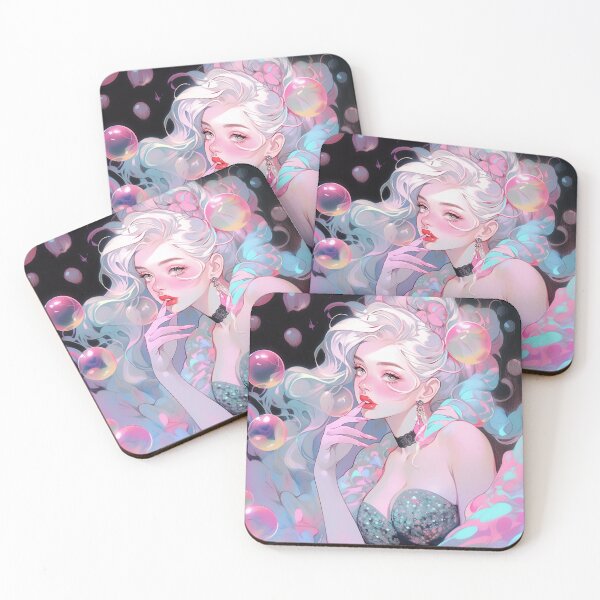 Item preview, Elegant Flirty Pink Bubbles Anime Girl designed and sold by bubblegoth.