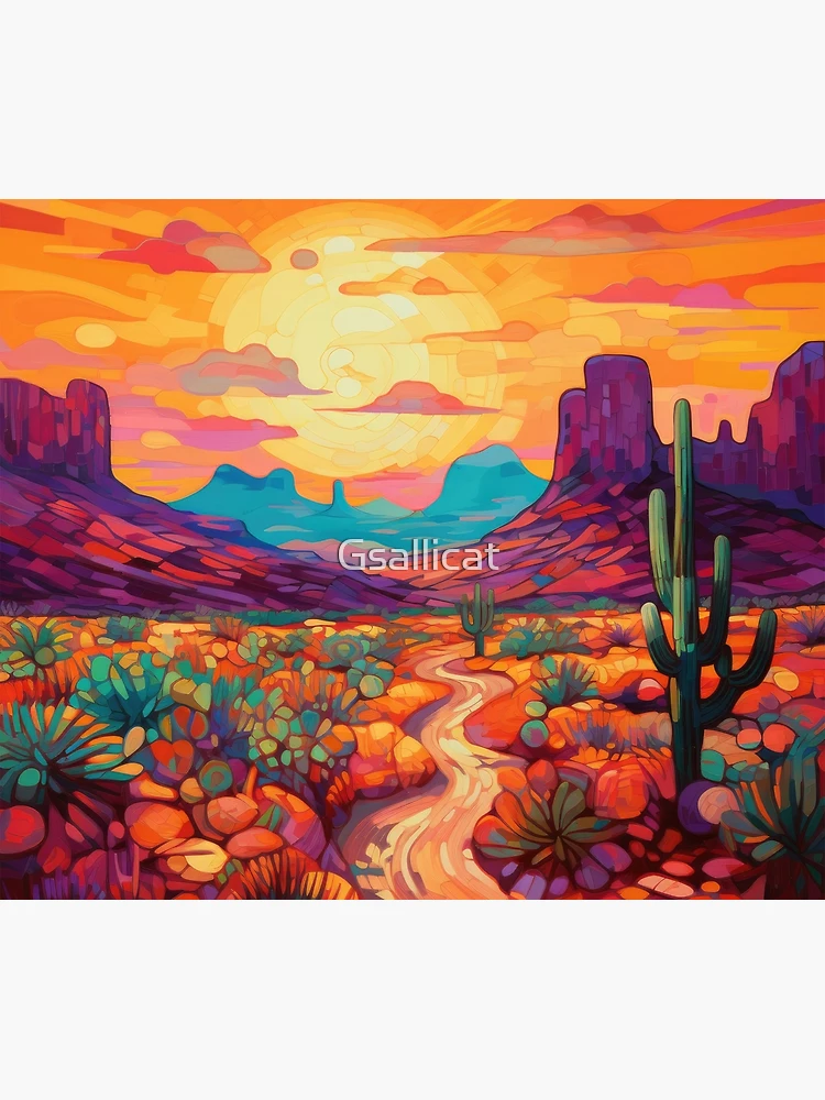 Travel Round ~ ARIZONA Desert Scene Destination handpainted 4 Needlep –  Needlepoint by Wildflowers