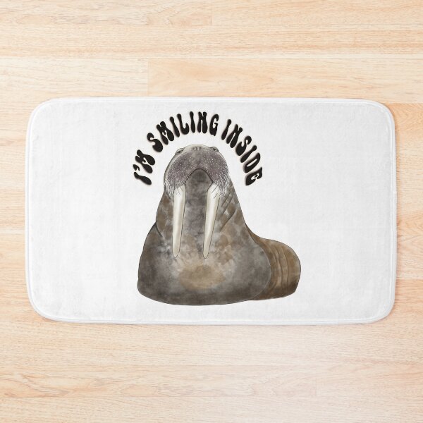 Item preview, ‘’I’m Smiling Inside” Grumpy Walrus  designed and sold by KateVanFloofno1.