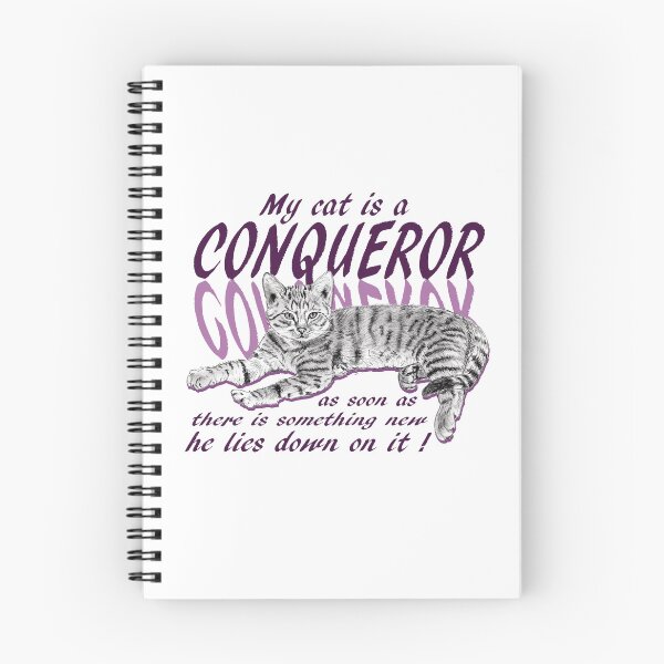 Item preview, Conquering cat - graphite version, purple colorized English text designed and sold by SylvieG18.