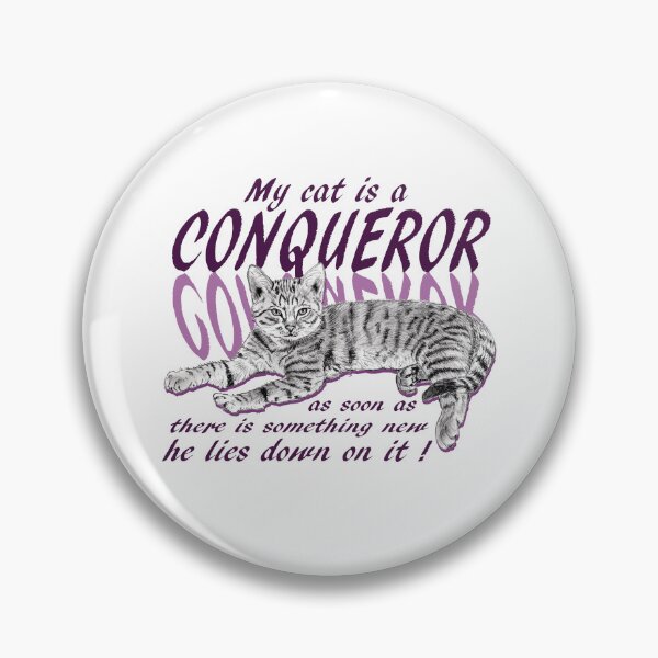 Item preview, Conquering cat - graphite version, purple colorized English text designed and sold by SylvieG18.