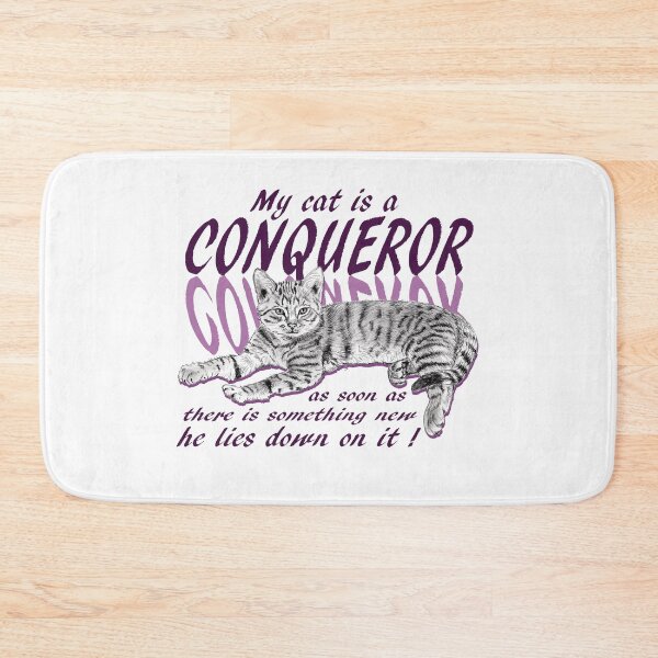 Item preview, Conquering cat - graphite version, purple colorized English text designed and sold by SylvieG18.