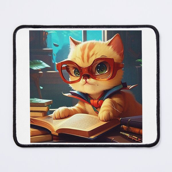 Item preview, cute cat reading book (White background) designed and sold by Tabuku.