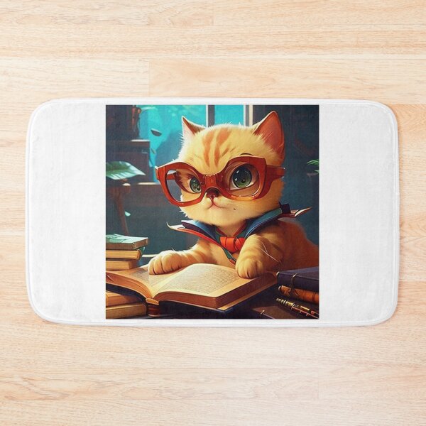 Item preview, cute cat reading book (White background) designed and sold by Tabuku.