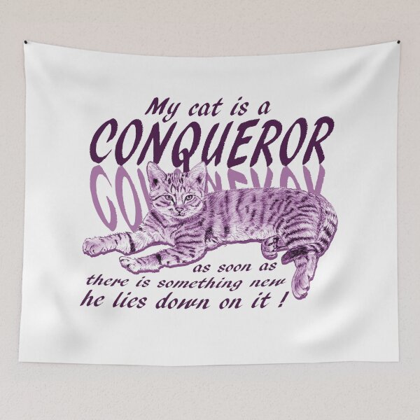 Item preview, Conquering cat - purple colorized version, text in english designed and sold by SylvieG18.