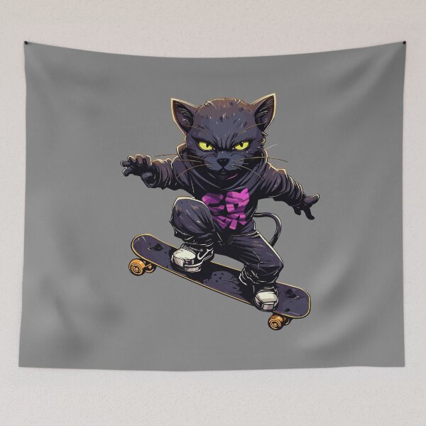 Item preview, Panther Skater (Big Black Cat on Skateboard) designed and sold by Sir Meow Meow.