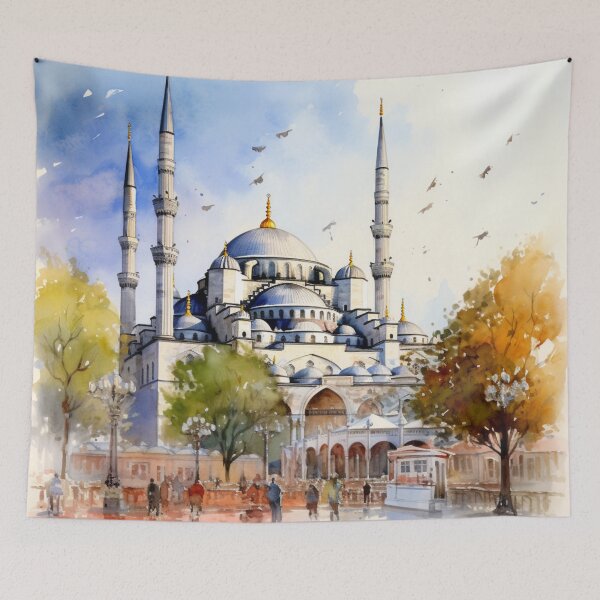 Item preview, A Watercolor Design of the Sultan Ahmed Mosque in Istanbul - Turkey designed and sold by Sketch-Shack.