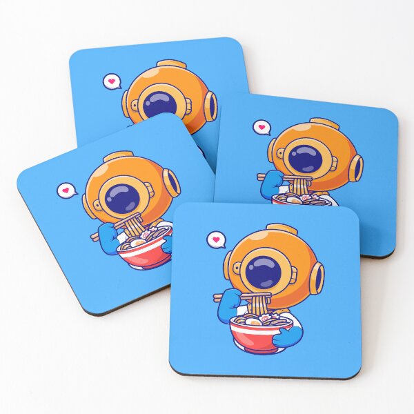 Item preview, Cute Diver Enjoying Ramen Noodles: Cartoon Vector Icon designed and sold by hjian8219.