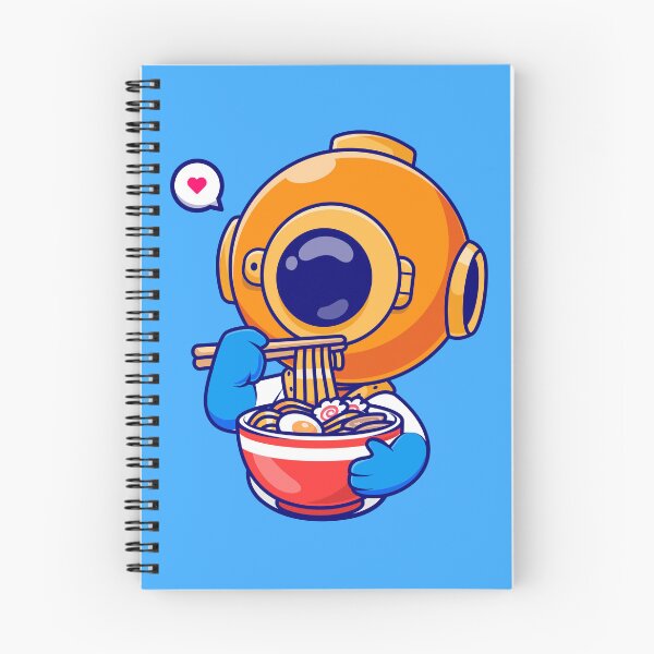 Item preview, Cute Diver Enjoying Ramen Noodles: Cartoon Vector Icon designed and sold by hjian8219.