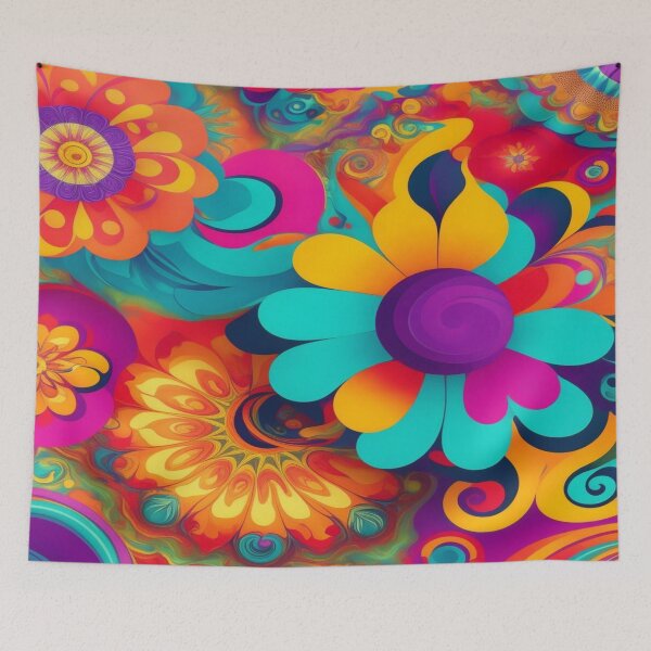 Item preview, Flower Power Colourful Flower Pattern designed and sold by druidwolfart.