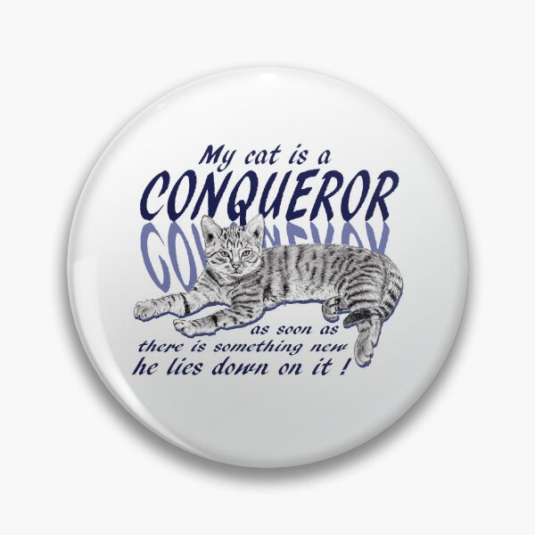 Item preview, Conquering cat - graphite version, blue colorized English text designed and sold by SylvieG18.
