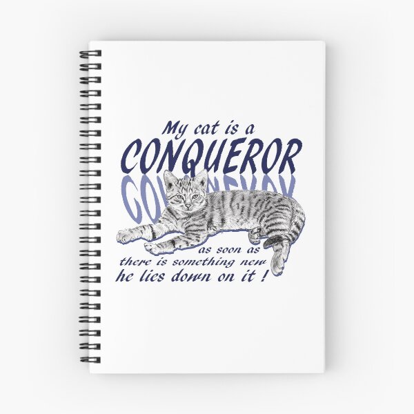 Item preview, Conquering cat - graphite version, blue colorized English text designed and sold by SylvieG18.