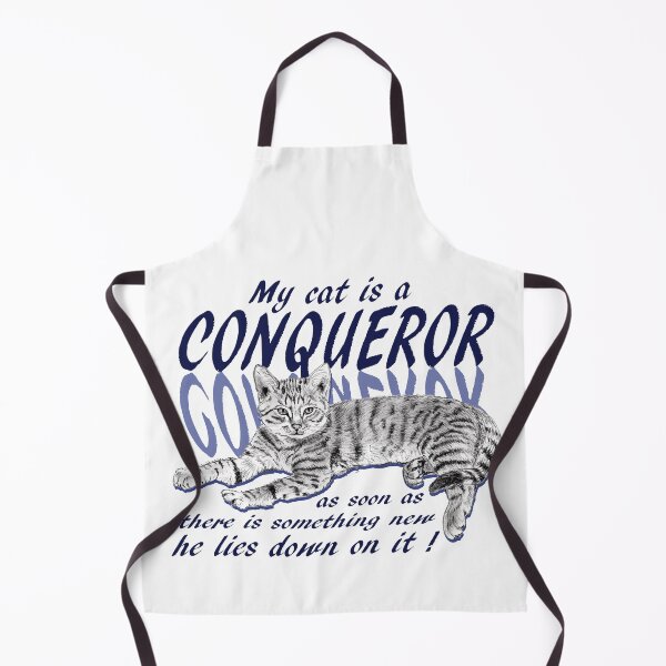 Item preview, Conquering cat - graphite version, blue colorized English text designed and sold by SylvieG18.