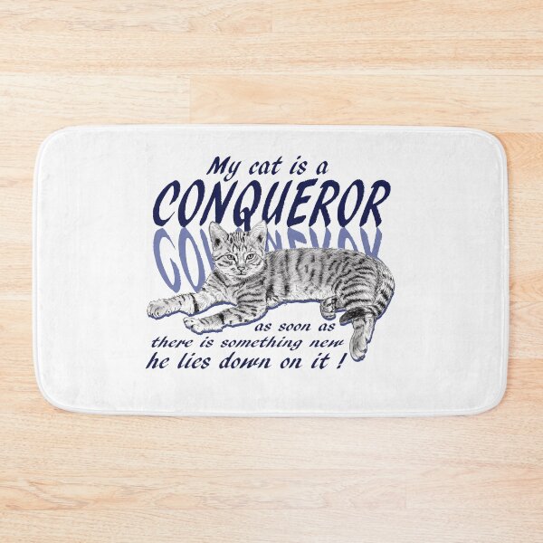 Item preview, Conquering cat - graphite version, blue colorized English text designed and sold by SylvieG18.